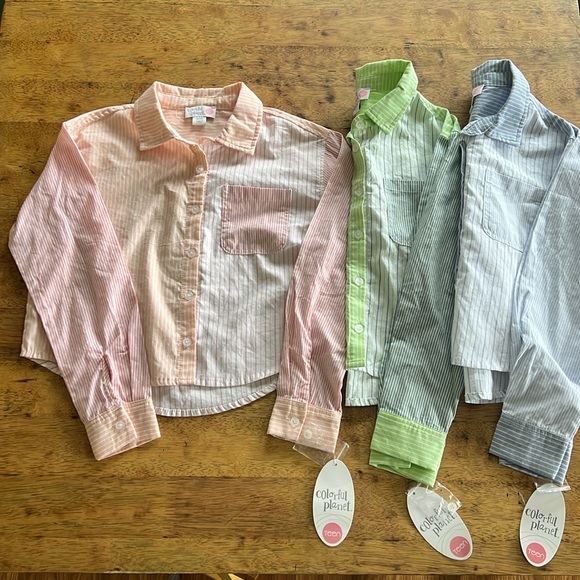 New! Colorful Planet Girls 3pc striped long sleeve shirts - Picture 1 of 8